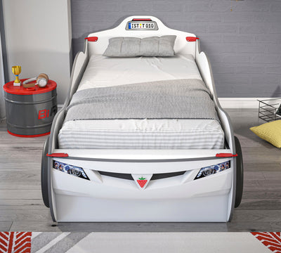 Coupe Auto Krevet sa pomoćnim krevetom/ladicom (Bijeli) (90x190 cm - 90x180 cm)