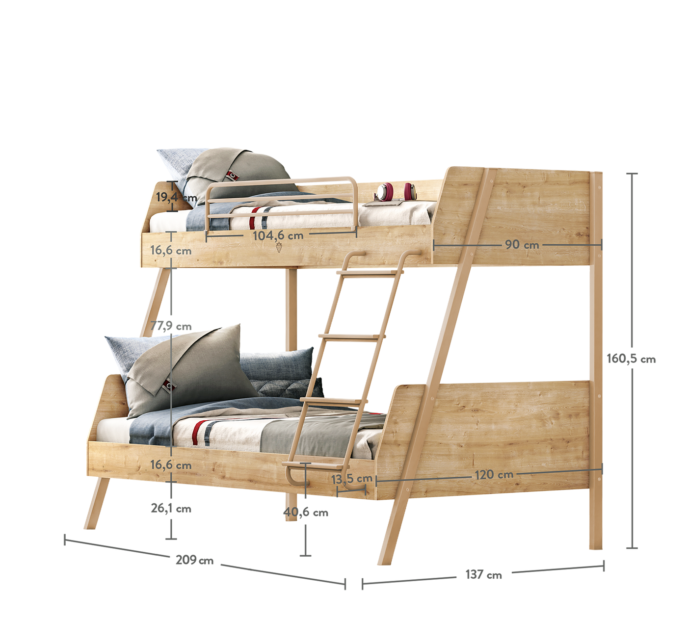 Mocha široki krevet na sprat (90x200-120x200 cm)