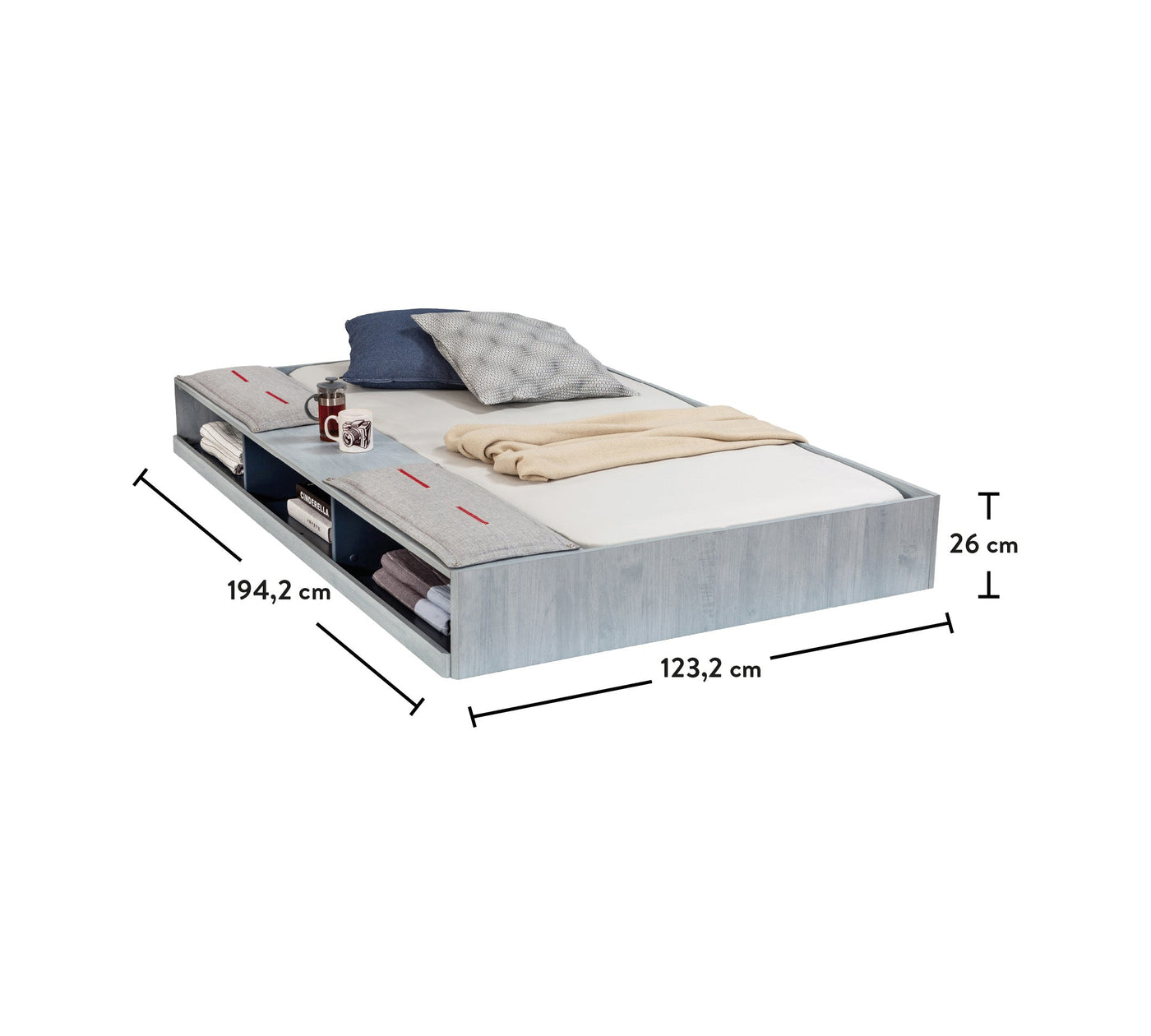 Trio ladica/pomoćni krevet sa pregradama (90x190 cm)