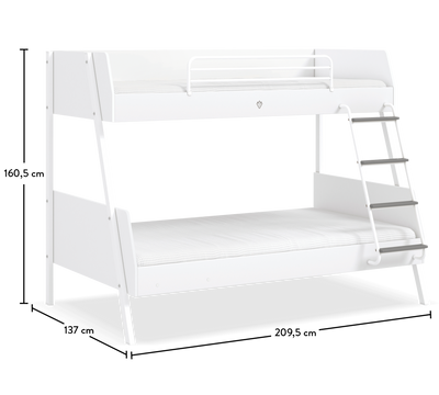 White široki krevet na sprat (90x200-120x200 cm)