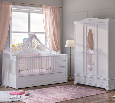 Baby Rustic White promjenjivi krevet za bebe (80x180 cm)