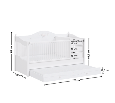 Baby Rustic White promjenjivi krevet za bebe (80x180 cm)