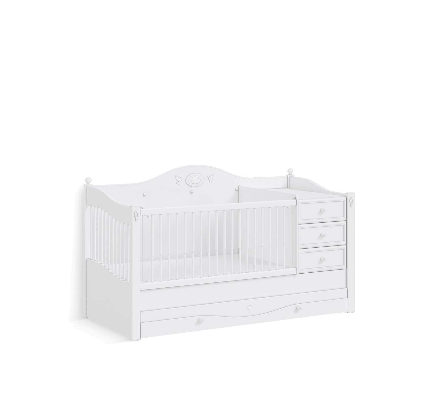Baby Rustic White promjenjivi krevet za bebe (80x180 cm)