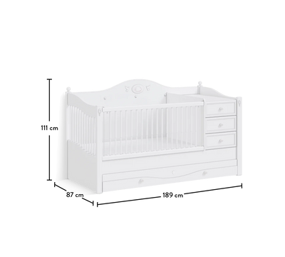 Baby Rustic White promjenjivi krevet za bebe (80x180 cm)