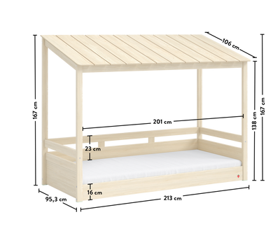 Montes prirodni drveni krovni krevet (90x200 cm)