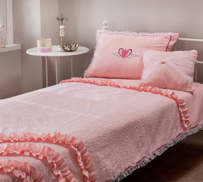 Rosa prekrivač za krevet (90-100 cm)