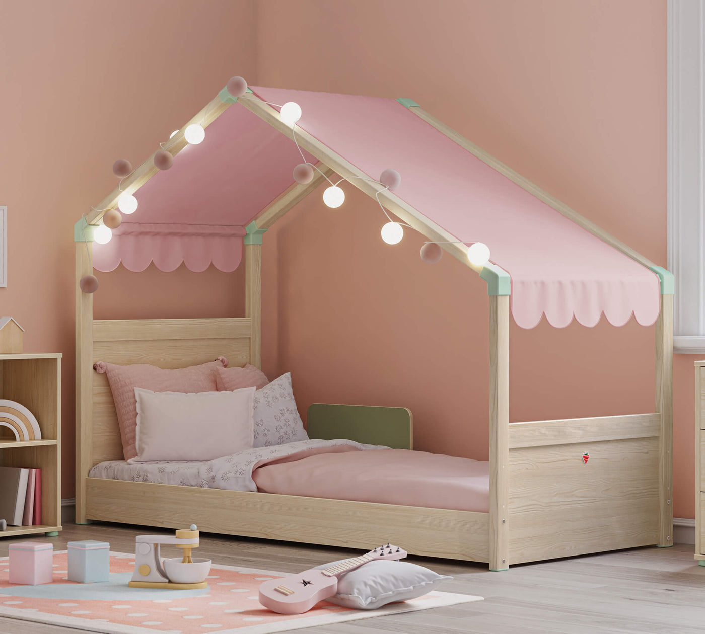 Montes bočna krovna tenda za krevet (ružičasta)