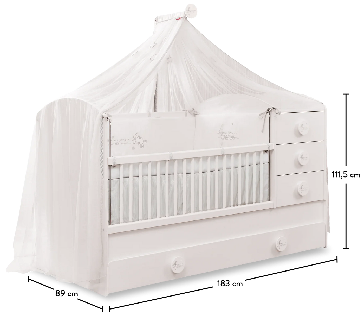 Baby Cotton Transformirajući Krevet Sa Ladicom/Pomoćnim Krevetom (80x180 cm)